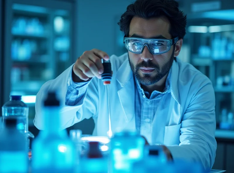 Scientist using a laser device to analyze a gas sample