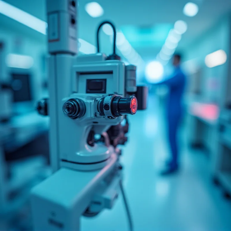 Close-up of ophthalmic laser equipment.