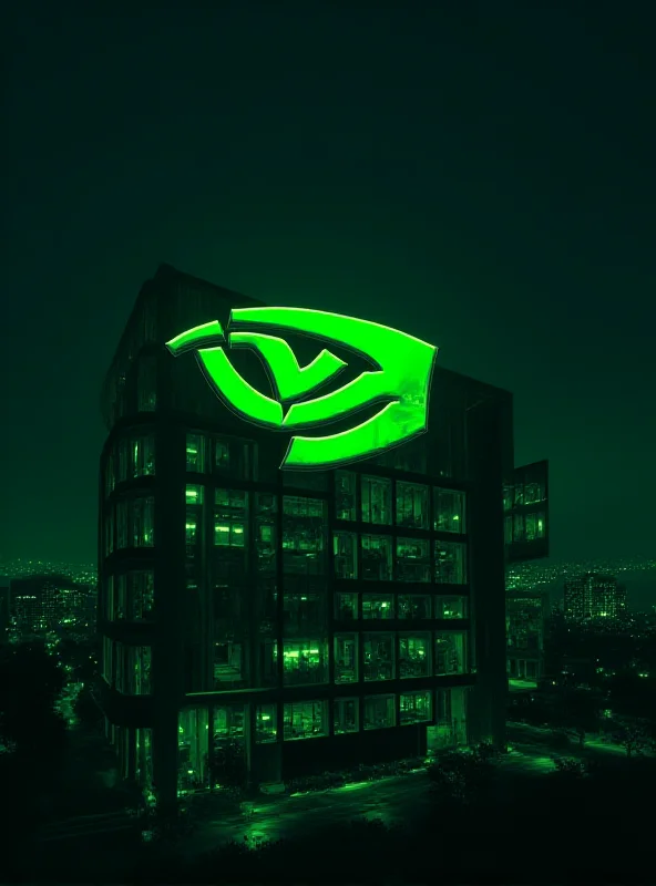 Illustration of Nvidia logo at the company headquarters in Santa Clara.