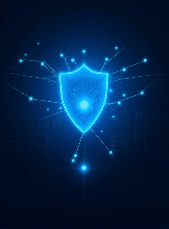 Abstract depiction of a digital shield with interconnected nodes, symbolizing the partnership between MEXC and Hacken to enhance blockchain security.