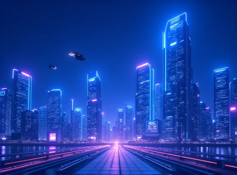 A futuristic cityscape with Baidu's logo subtly integrated into the skyline, representing their investment in the future of AI and technology.