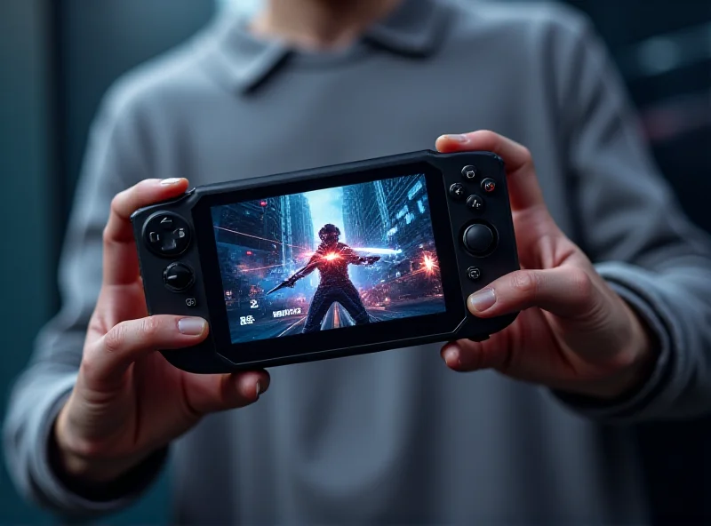 An MSI Claw handheld gaming device being held by a person, showcasing its screen with a vibrant game displayed, set against a modern, minimalist background.