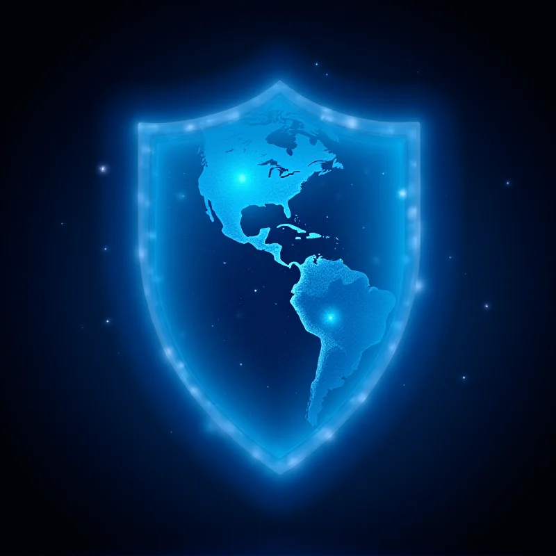 Concept image of a world globe encased in a digital shield, symbolizing global data protection.