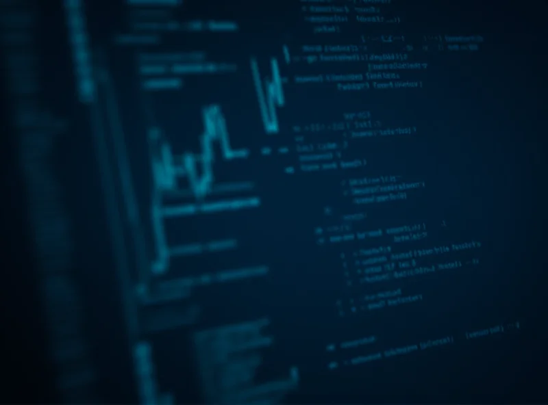 Close-up of a computer screen displaying code related to a research project, possibly Scholium, with graphs and data visualizations in the background.