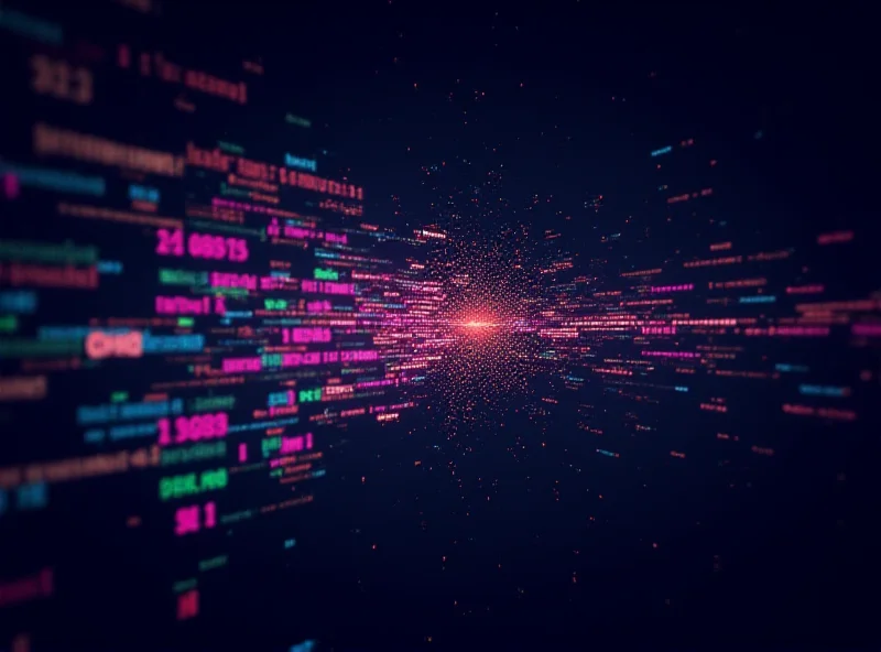 Abstract representation of code compiling in real-time with binary code transforming into optimized executable code.