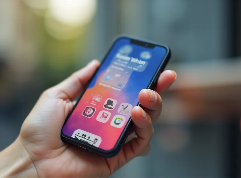 Close up of a person holding an iPhone, showcasing its sleek design and user-friendly interface.