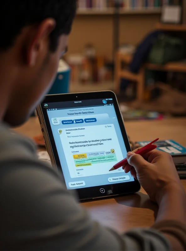 A person using a tablet with a study app open.