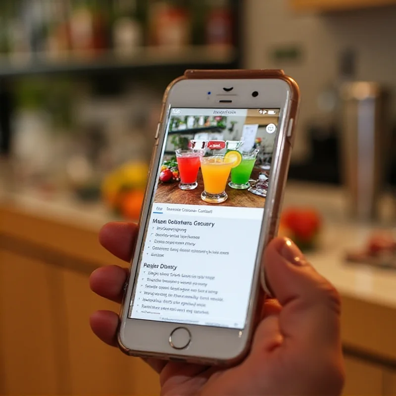 Screenshot of a cocktail recipe app on a smartphone.