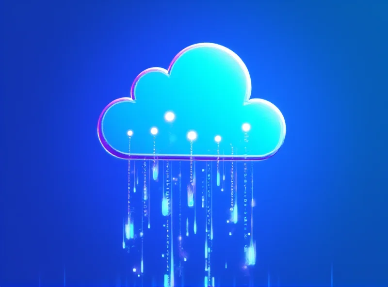 Abstract representation of cloud storage with data flowing into a cloud icon.