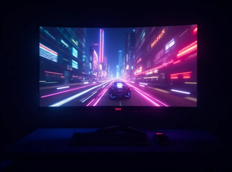 An Alienware 34-inch QD-OLED gaming monitor displaying a vibrant and detailed game scene.