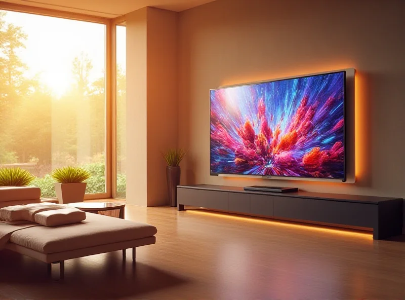 A Samsung 65-inch QLED 4K Smart TV displaying vibrant colors and sharp images in a modern living room setting.