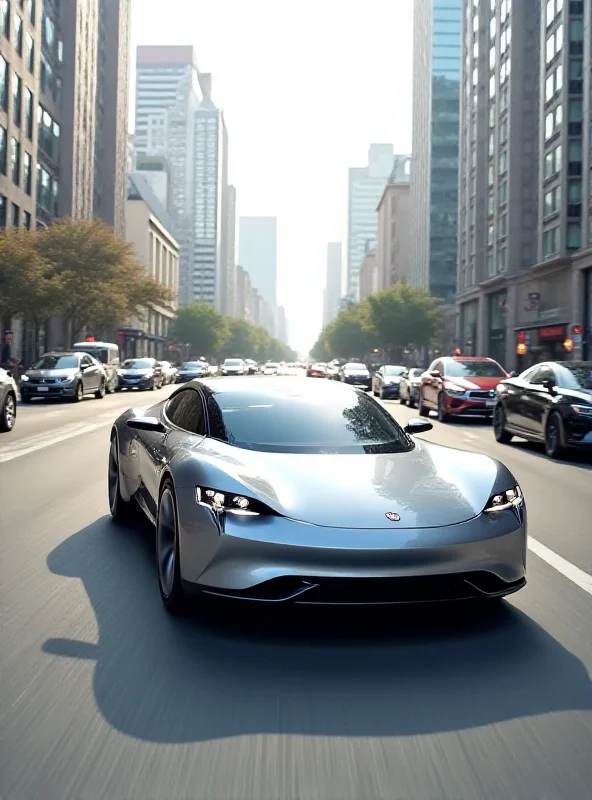 A sleek, modern Xiaomi electric car driving on a city street in China.