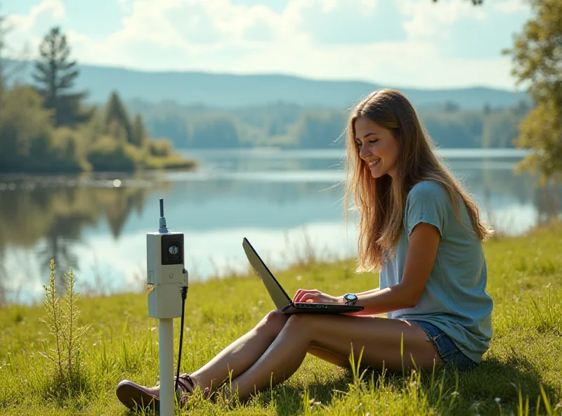 A person using a power station to charge multiple devices outdoors.