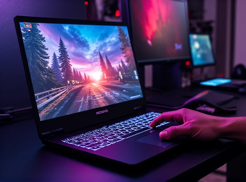 ASUS ROG Strix G16 gaming laptop on a desk with a person playing a game.