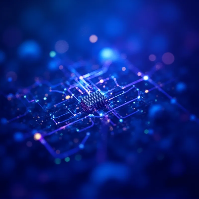 Abstract representation of artificial intelligence with interconnected nodes and circuits.