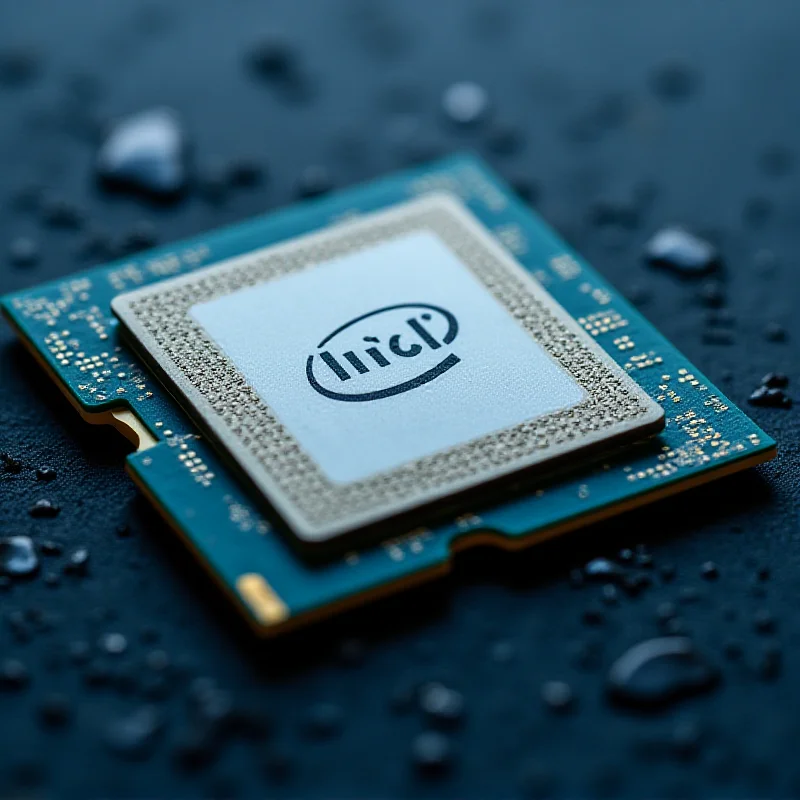 Close-up of an Intel Core Ultra Series 2 processor chip.