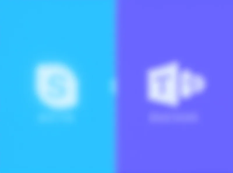 A split screen showcasing the Skype logo on one side and the Microsoft Teams logo on the other, with arrows indicating a migration path between the two platforms.