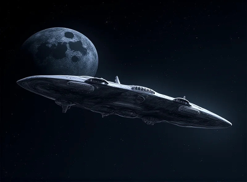 Illustration of a spacecraft approaching the moon.