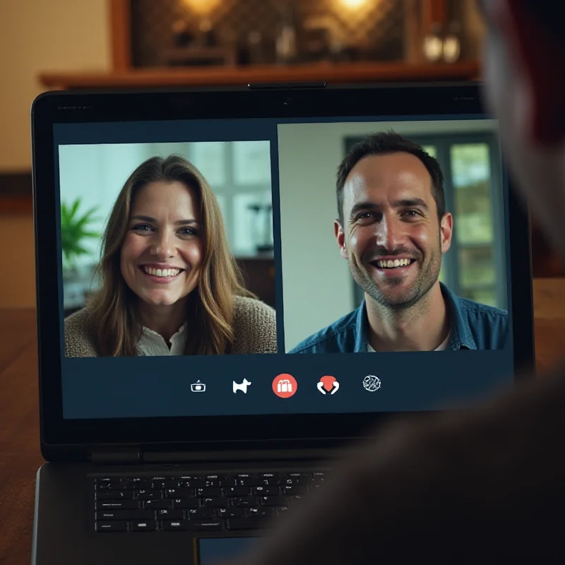 Screenshot of the classic Skype interface with a video call in progress, showing two people connecting from different locations.