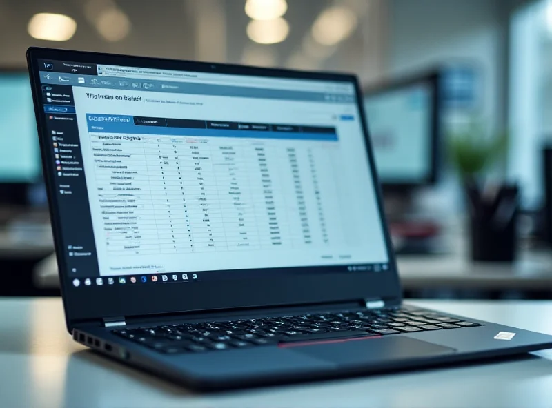 A sleek, modern Lenovo ThinkPad laptop sitting on a desk with a blurred office background.