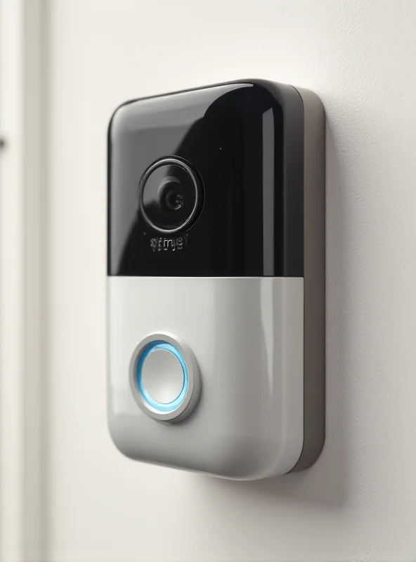 A close-up shot of the Ring Battery Doorbell Pro, showcasing its sleek design and camera lens.