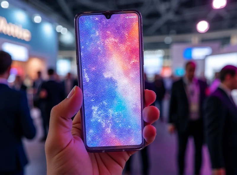 TCL's new phone with NXTPAPER display being held at MWC 2025, showcasing its paper-like texture and vibrant colors.