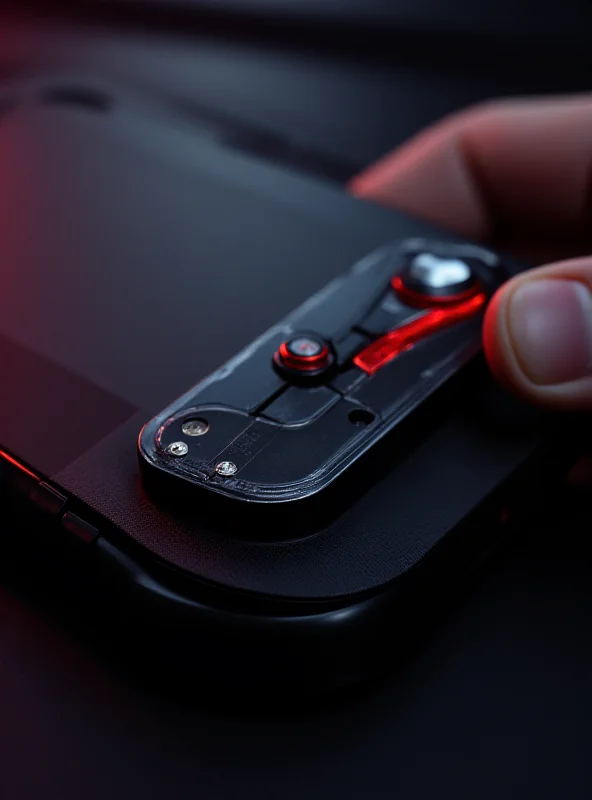 Close-up of a ROG Ally handheld gaming device with the JSAUX battery upgrade highlighted