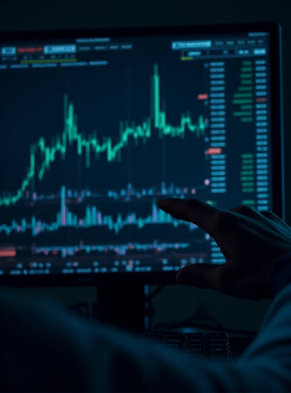 Computer screen displaying complex trading charts and graphs, with the Quanta Dex Air 1000 logo overlaid. A user's hand hovers over the keyboard, ready to execute a trade.