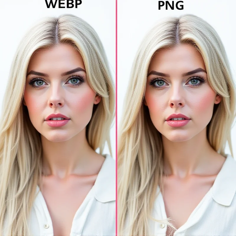 A side-by-side comparison of a WEBP image and a PNG image, highlighting the differences in file size and quality.