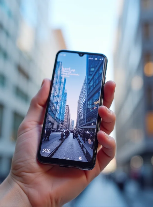 A person holding the Poco M7 5G phone, showcasing its sleek design and vibrant screen.