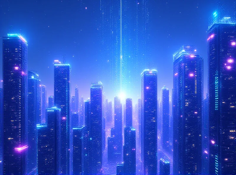 Illustration of a futuristic cityscape with AI glowing in the sky, representing the massive AI investment.