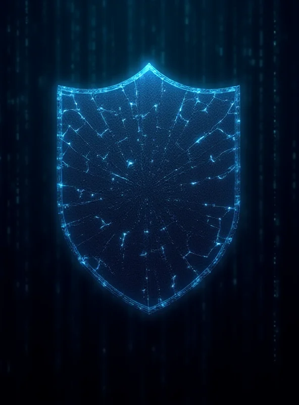 Illustration of a digital shield being cracked, representing the vulnerability created by cybersecurity layoffs.