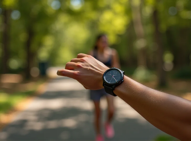 A person wearing a Pixel Watch 3 while exercising outdoors.