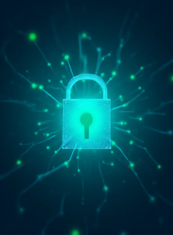 Network security visual representation with a lock icon in the center