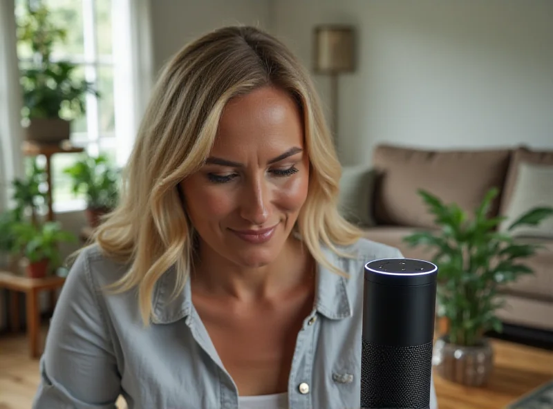 Person interacting with Amazon Alexa device