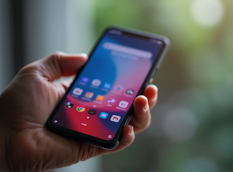 Close-up of a person holding a OnePlus phone, showcasing the screen and sleek design.