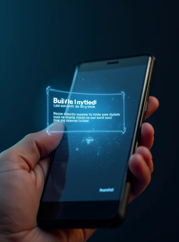 Android phone displaying a warning message about a potential scam, with a futuristic AI icon in the background.