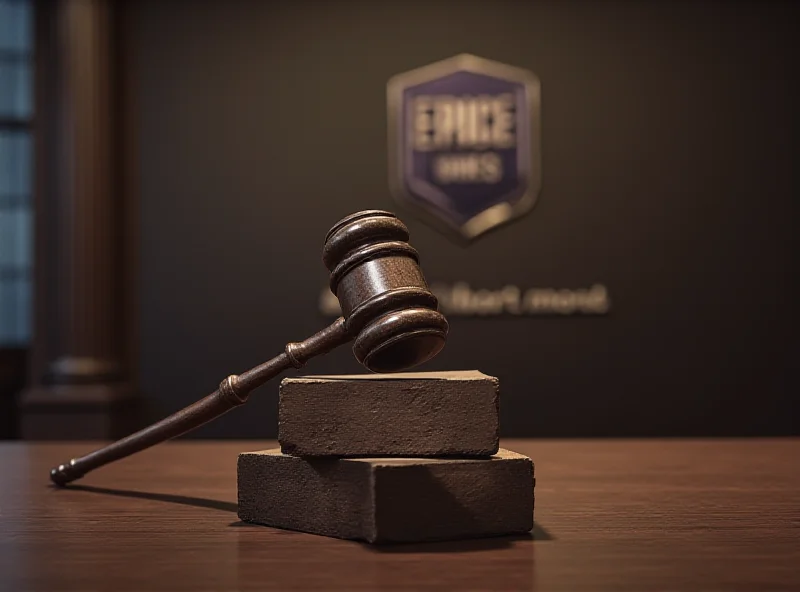 A gavel hitting a sound block with the Google and Epic Games logos subtly incorporated into the background.