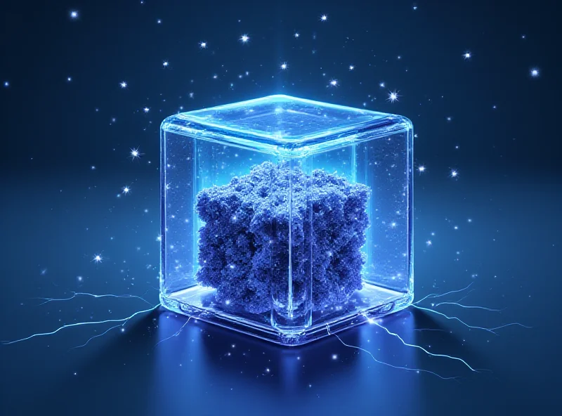 Illustration of a small nuclear battery with scintillator crystals and solar cells.