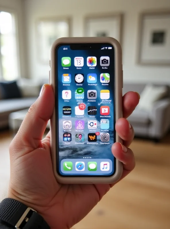 A hand holding an iPhone displaying the iOS 18.4 Beta home screen with several updated icons and widgets.