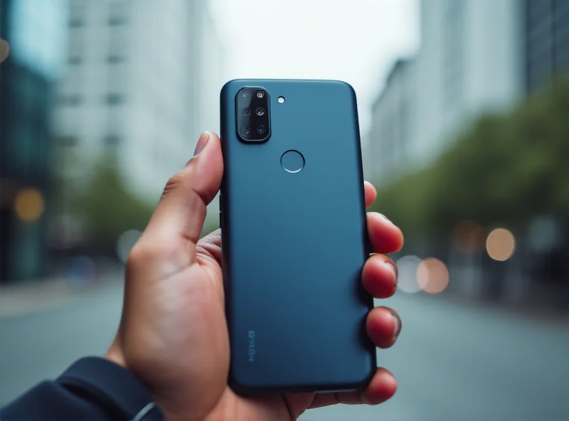 A person holding a Google Pixel 9 in their hand, showcasing the phone's sleek design.