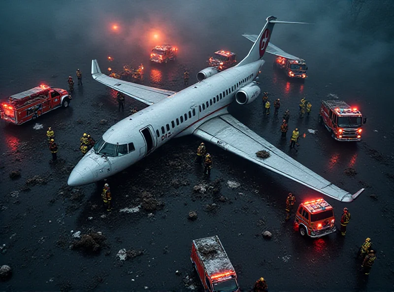 Aerial view of the Philadelphia crash site with emergency responders