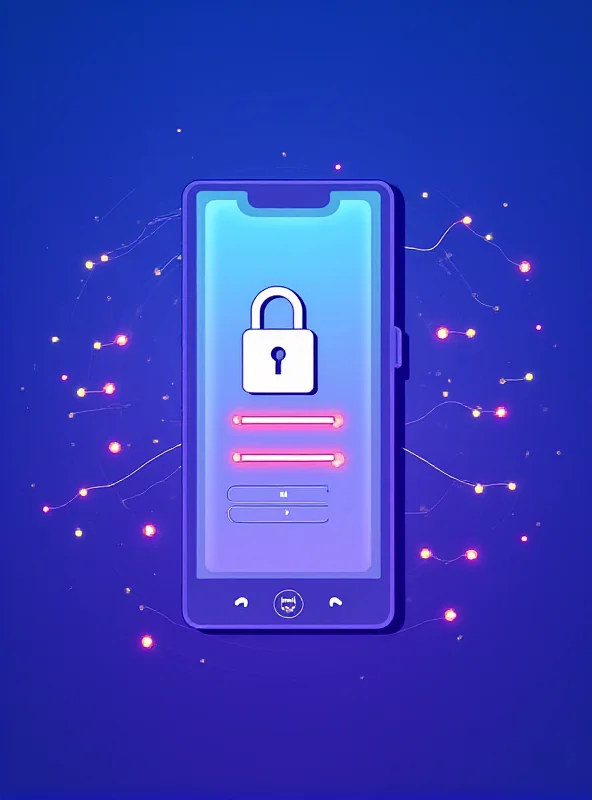 Illustration of a smartphone displaying a secure verification screen, with a padlock icon and network symbols.