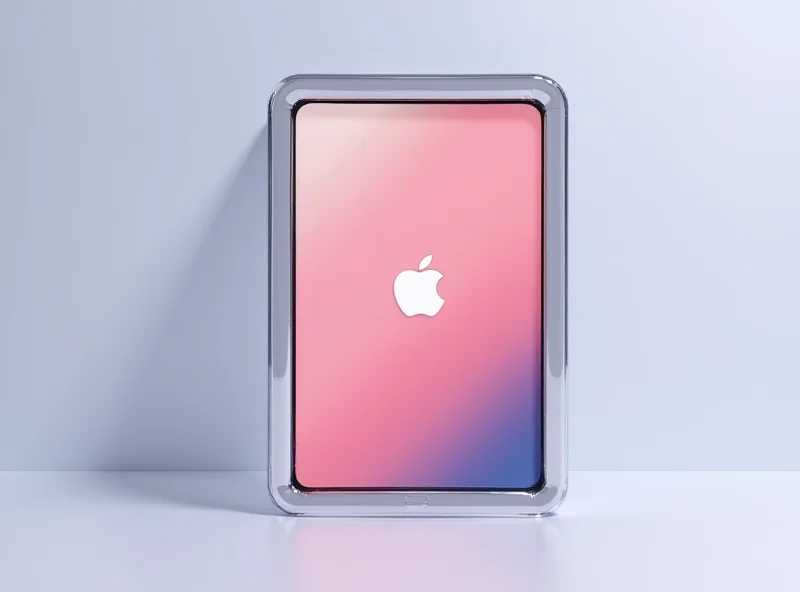 Illustration of a sleek, foldable iPhone with the Apple logo