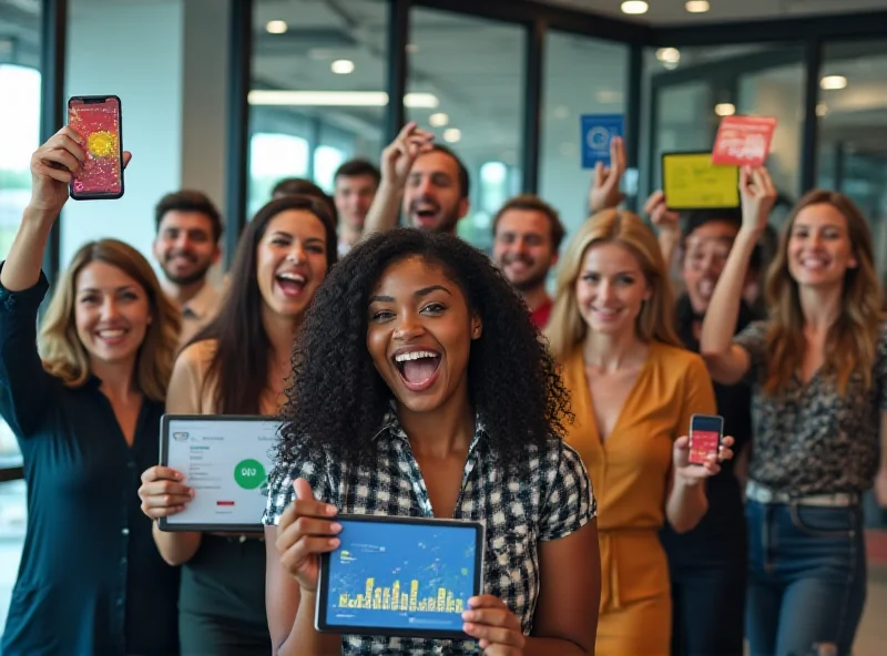 Illustration of business owners celebrating funding success.