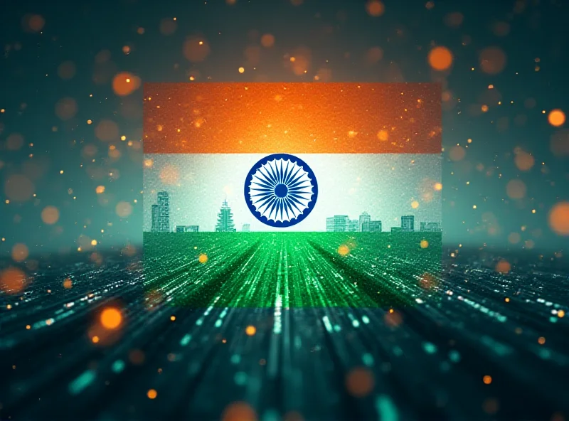 Indian flag with binary code overlay, representing India's push into AI