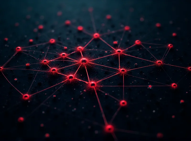 Network visualization representing a botnet attack, showing interconnected devices and data flows