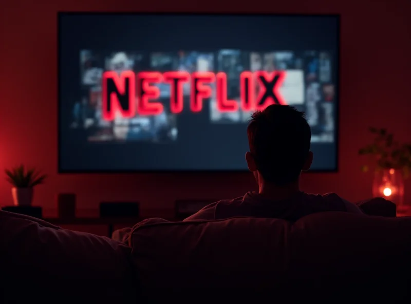 Illustration of a person watching Netflix with a VPN icon overlaid.