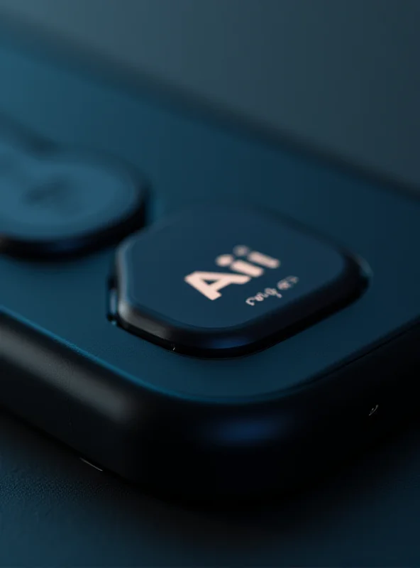 Close-up shot of a smartphone with a glowing AI button on the side.