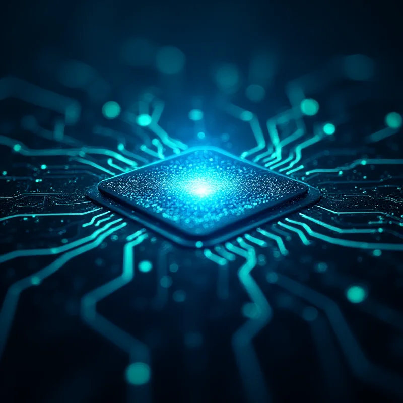 A futuristic depiction of the MediaTek Dimensity 9400+ SoC, with glowing circuits and abstract representations of processing power and speed. The image conveys innovation and technological advancement.